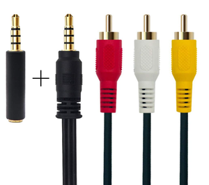 Câble audio vidéo stéréo AUX 3,5 mm mâle vers 3 RCA mâle pour smartphones, MP3, tablettes, enceintes, home cinéma - 3,5 mm droit 1 m - Product Image 1