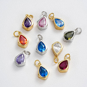 Pendentifs Goutte d'Eau en Zirconium en Acier Inoxydable 316L Plaqué Or 14k 18k Anti-ternissement, Breloque Pierre de Naissance pour la Fabrication de Bijoux - Product Image 3