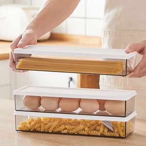 LEMT 3 uds contenedor de almacenamiento de alimentos de plástico para fideos finos contenedores de Pasta <span class=keywords><strong>Rectangular</strong></span> con tapas de bloqueo - Product Image 1