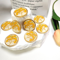 Pièce de monnaie en émail métallique double face Ginkgo, jeton commémoratif de collection à bord doré, décoration de table, cadeau souvenir