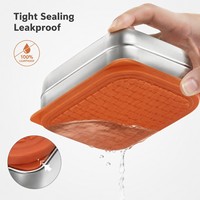 Ensemble de boîtes à lunch bento rectangulaires mignonnes, étanches, sans BPA, avec récipient à sauce hermétique, récipient alimentaire en acier inoxydable, couvercle en silicone, 720 ml
