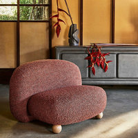 Fauteuil simple en tissu bouclé et bois, style minimaliste nordique, mobilier de salon, fauteuils d'appoint de qualité commerciale pour projets