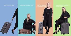 Bagage à main avec cadre en <span class=keywords><strong>aluminium</strong></span> Bagage en <span class=keywords><strong>polycarbonate</strong></span> sans fermeture à glissière avec roues <span class=keywords><strong>Valise</strong></span> à coque dure 4 coins en métal - Product Image 6