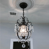 Lustre classique en fer et cristal, mini suspension décorative vintage pour chambre, entrée, salle à manger, hôtel