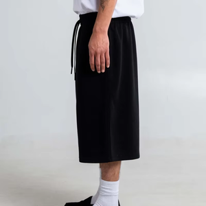 Custom Wide Leg Long Sweat <b>Shorts</b> Cotton Baggy Fleece Heavy Weight <b>3</b>/<b>4</b> <b>Shorts</b> for Men - Product Image 2