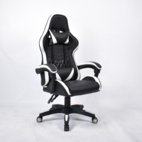 Chaise de jeu ergonomique de style course en cuir noir et blanc avec logo personnalisé d'usine OEM