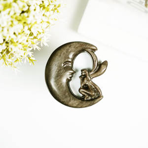 Scultura in Cristallo di Quarzo Lucidato, Pietre Naturali per Guarigione Spirituale, Intaglio di Luna Fata in Ossidiana Argento - Product Image 3