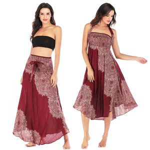 <strong>Boho</strong> <strong>Skirt</strong> Midi Dress Floral Print Loose Flowing Summer Travel Hippie Yogi Two Wear Belly Dance Festival Long Maxi <strong>Skirt</strong> - Product Image 5