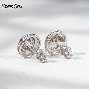ต่างหูแบบ Halo ประดับเพชร Starsgem น้ำหนักรวม 0.954 กะรัต ทองคำแท้ 10K สีชมพู เพชรทรงกลมเจียระไนแบบ Brilliant Cut เพชรเลี้ยงในห้องปฏิบัติการ เกรด DEF VS - Product Image 5