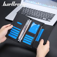 Baellerry dompet tipis bisnis genggam ritsleting multi-posisi kepala buaya kulit PU panjang kustom desain populer