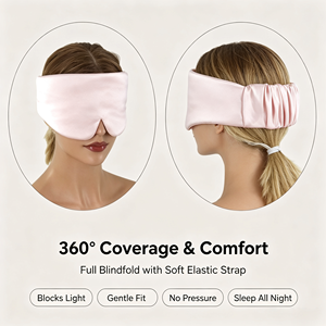 Silk <b>Sleep</b> Soft Elastic Back Headband Full Coverage <b>Light</b> Blocking Satin Eye Mask for Travel Night Sleeping - Product Image 4