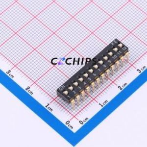 HX 2.54-12P CJGT DIP Switch Through hole Component (THT) Switch Flat Toggle, Raised Type Single Pole Single Throw 12 PC Pin - Product Image 1