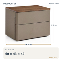 Table de chevet moderne en bois à 2 tiroirs, écologique et durable, table d'appoint gris fumé pour chambre à coucher, salon, hôtel