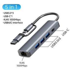 Eonline 3D <span class=keywords><strong>New</strong></span> Gigabit Port Docking Station 5-in-1 máy tính Hub USB3.0 Type-C giao diện 2-in-1 Docking Station - Product Image 3