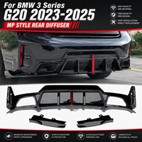 Diffuseur arrière G20 style MP avec spoiler de pare-chocs arrière, éclairage LED et extensions d'angle pour BMW Série 3 2023-2025