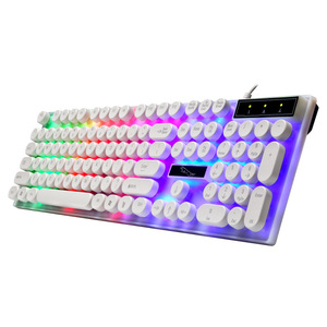 Nhà máy OEM 104-Key Punk Keycap chơi game Bàn phím Retro Keycap <span class=keywords><strong>LED</strong></span> Backlit <span class=keywords><strong>USB</strong></span> có dây chơi game Bàn phím kích thước đầy đủ chơi Game bàn phím - Product Image 4
