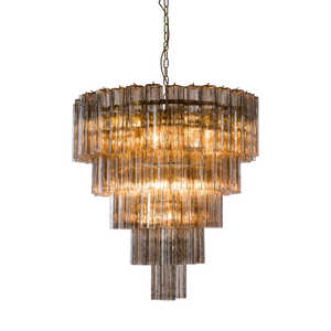 Lámpara de Araña Moderna de Cristal de <span class=keywords><strong>Murano</strong></span> Gris con Tubos de Cristal Texturizados de 5 Capas para Restaurante, Cafetería, Sala de Estar - Product Image 2