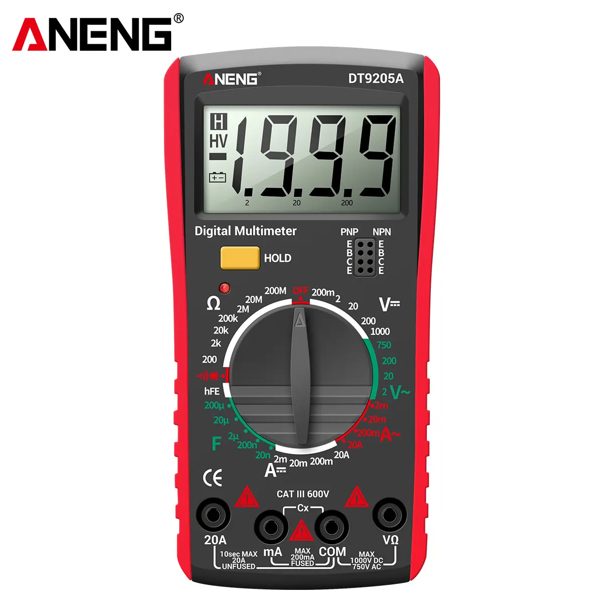 ANENG DT9205A Multimeter Digital Baru HD Benar RMS Otomatis AC/DC Tegangan Tester Arus Ohm Kapasitor Meteran Tegangan Alat Detektor