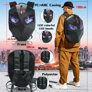 Sac à dos <span class=keywords><strong>de</strong></span> vélo LED personnalisable avec yeux animés, sac <span class=keywords><strong>de</strong></span> vélo programmable avec lumière LED, application DIY, coque rigide, étanche - Product Image 6