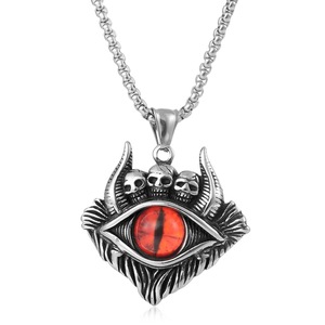 Collier Yunnique en Acier Titane Œil Turc pour Homme, Chaîne de Pull Punk de 60 cm, Sertissage Clos, Design Géométrique, Bijou Cadeau - Product Image 1