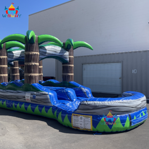 Tobogán Acuático Inflable Doble de PVC Azul Tropical para Uso Residencial y Escolar - Diversión al Aire Libre - Product Image 3