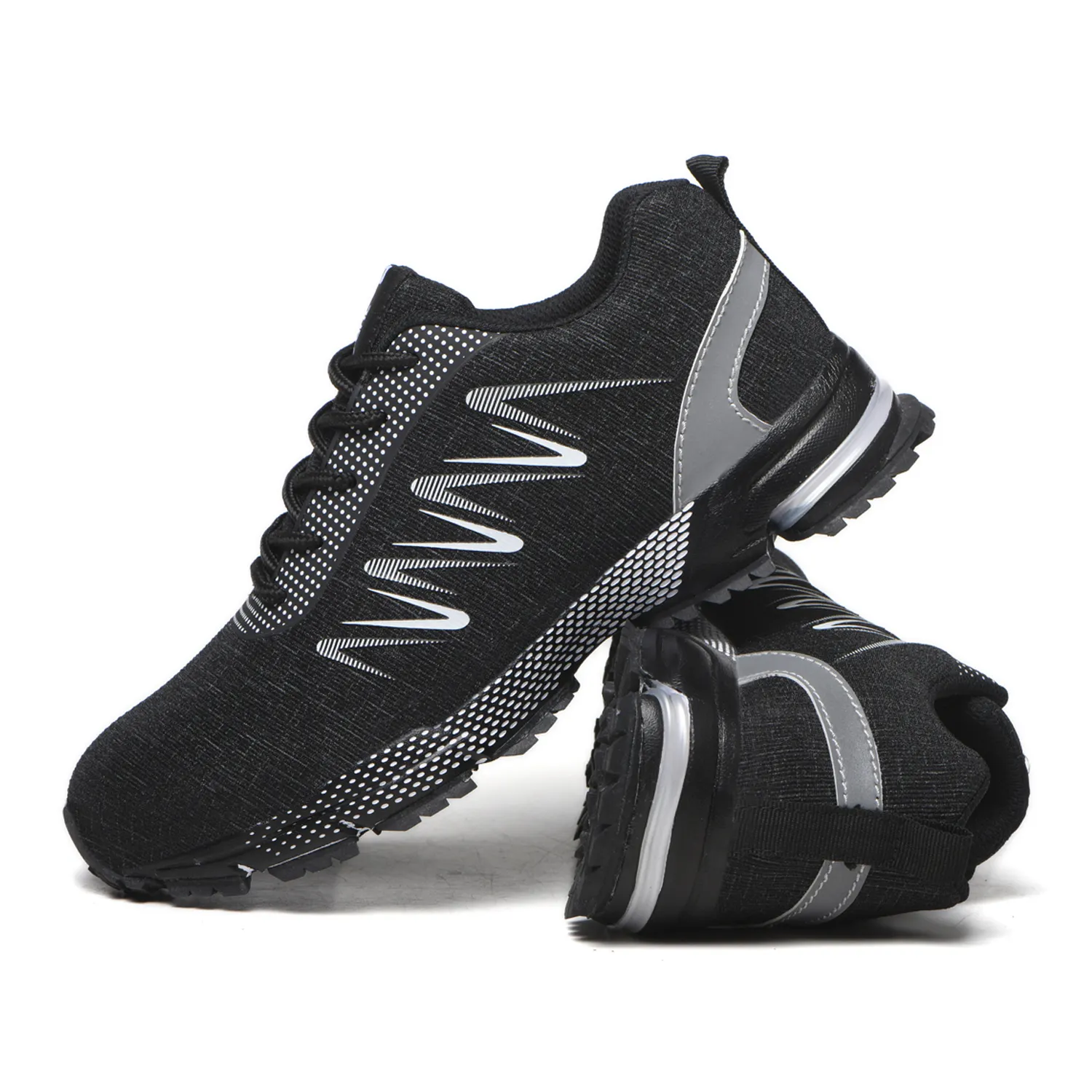 Vente directe du fabricant chaussures de sport esd jogging d'été noires légères à embouts en acier intégrés chaussures de sécurité pour hommes