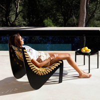 Chaise longue créative et confortable, structure en aluminium, tressage en rotin, chaise de loisirs d'extérieur pour jardin, villa, terrasse et balcon