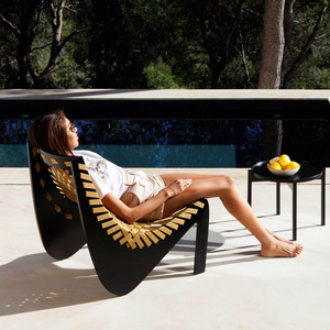Chaise longue créative et confortable, structure <span class=keywords><strong>en</strong></span> aluminium, tressage <span class=keywords><strong>en</strong></span> <span class=keywords><strong>rotin</strong></span>, chaise de loisirs d'extérieur pour <span class=keywords><strong>jardin</strong></span>, villa, terrasse et balcon - Product Image 3
