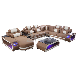 Popular Home Furniture Functional Smart Living Room Leather Sectional LED <strong>Sofa</strong> for Villa - Product Image 1