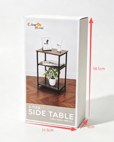 Table d'appoint à 3 niveaux, étagère de rangement, table de chevet, table d'appoint rustique simple pour salon, chambre à coucher, balcon