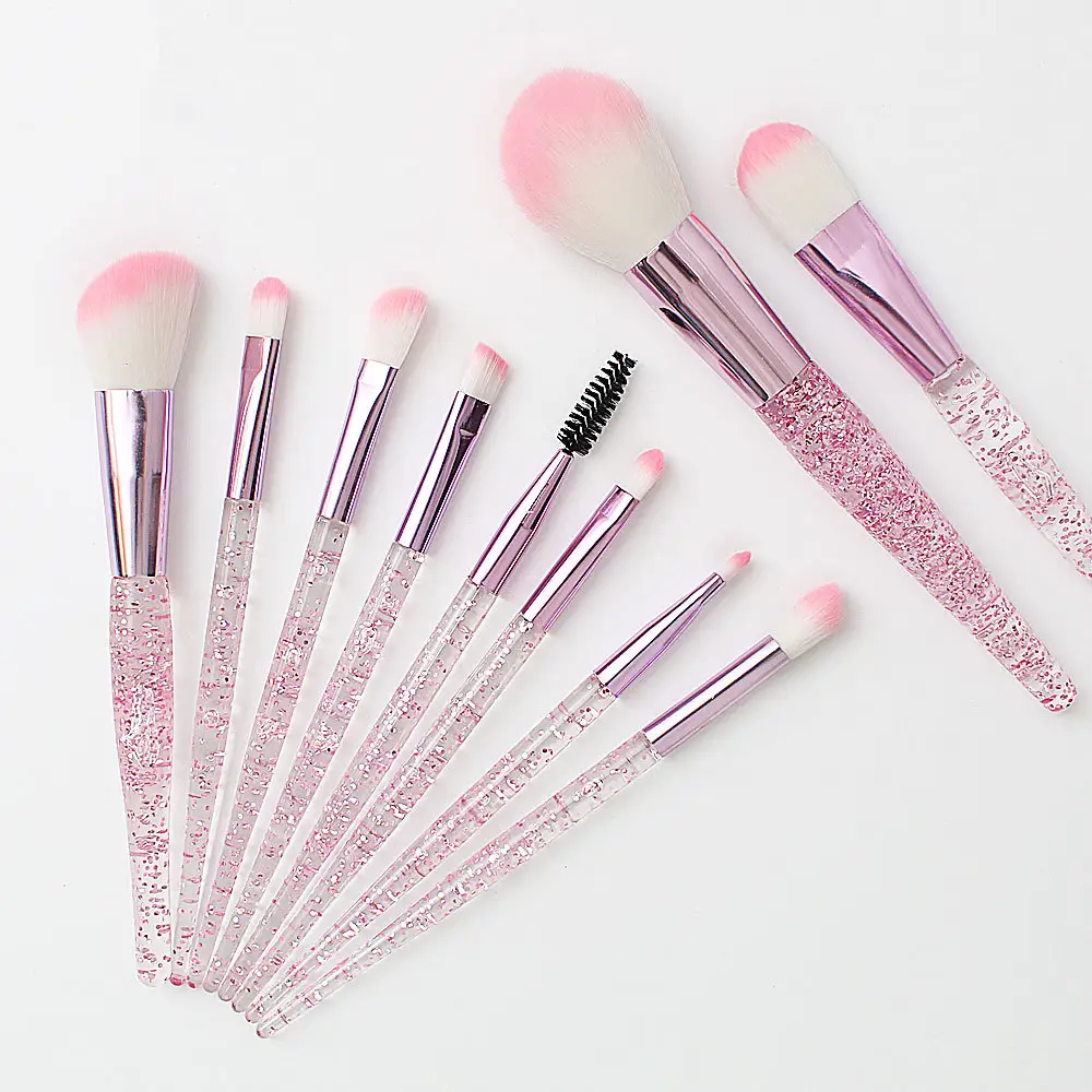 Popular 10 Pcs Crystal Handle Cosmetic Tool Blush Powder Eyebrow Highlighter Brush