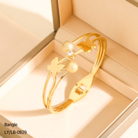 Bracelet papillon haut de gamme polyvalent, élégant et chic, en acier inoxydable plaqué or 18 carats, résistant au ternissement, pour femme