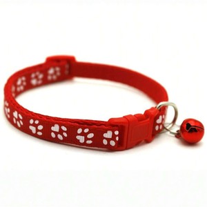 Kalung Gaya Kartun dengan Lonceng dan Cetakan Jejak Kaki Anjing untuk Anjing & Kucing - Bahan PP & Nilon, Dapat Digunakan Sepanjang Musim - Product Image 5