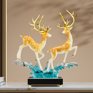 Adorno de Ciervo de Cristal con Astas Doradas, Escultura de Resina para Sala de Estar, Mueble de TV, Vinoteca, Regalo de Inauguración de Casa - Product Image 2