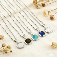 Collier unisexe tendance hip-hop transfrontalier, pendentif turquoise, design géométrique, style européen