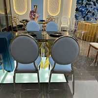 Chaises d'hôtel bon marché en vente chaude, vente en gros, chaises de banquet en métal doré, chaises pivotantes en cuir pour hôtel