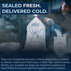 Bolsas de Plástico Transparente Resistentes de 10 Lb con Refuerzo Lateral para Máquinas de Hielo, Uso Comercial, Pure Ice - Product Image 6