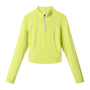 Top da donna a manica lunga con mezza zip, in tela anti-pilling, ad asciugatura rapida, slim fit, per corsa all'aperto e allenamento, primavera autunno - Product Image 3