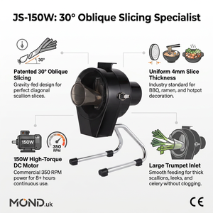 Machine à trancher les oignons verts obliques commerciale 150W, <span class=keywords><strong>coupe</strong></span>-oignons verts diagonaux automatique 4mm pour restaurants BBQ et Hotpot JS-150W - Product Image 2
