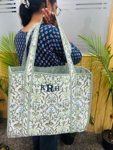 กระเป๋าผ้าฝ้ายสีขาวขนาดใหญ่ กระเป๋าช้อปปิ้ง กระเป๋าสะพายไหล่ กระเป๋าผ้าควิลท์สำหรับผู้หญิง กระเป๋าถือ กระเป๋าโท้ทแฮนด์เมด - Product Image 4