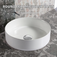 Lavabo en céramique de style moderne, forme ovale, avec émail antibactérien et drain intégré, idéal pour les hôtels (sans trou)