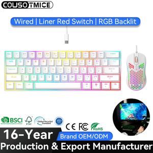 <span class=keywords><strong>Clavier</strong></span> et souris de jeu OEM <span class=keywords><strong>Gamer</strong></span> 60% 61 touches avec rétroéclairage RVB, souris de jeu filaire 7200 DPI, <span class=keywords><strong>clavier</strong></span> mécanique avec interrupteurs rouges - Product Image 1