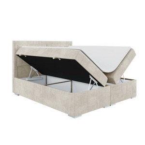 PZCN HOME Tissu d'ameublement en velours et lin <span class=keywords><strong>Lit</strong></span> double Queen King Size avec boîte Panier de rangement à gaz - Product Image 5