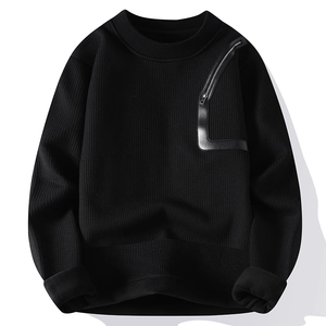 Logotipo personalizado ODM y OEM cuello redondo con parte inferior de punto camisa Otoño e Invierno Plus Fleece grueso suéter de los hombres - Product Image 3