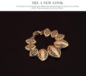Juego de joyería de imitación en forma de hoja chapado en oro de 18K de moda de Dubái - Product Image 4