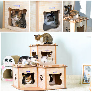 Rumah Hewan Peliharaan Besar DEKU, Rak Kucing dari Karton Bergelombang untuk Kucing Besar - Product Image 4