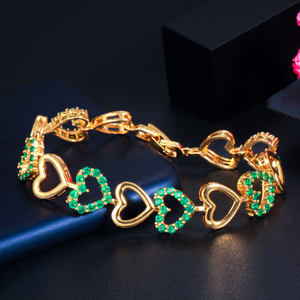 Pulsera de tenis con circonita cúbica en forma de corazón para mujer, brazalete de tenis chapado en oro africano, joyería Miss para mujer, regalo de cumpleaños para fiesta de amistad, color rojo de la suerte - Product Image 5