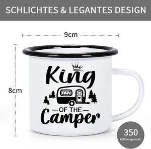 King of the Camper Taza de esmalte 350ml Regalos para acampar Accesorios para caravanas y regalos de tazas para <span class=keywords><strong>novio</strong></span> con eslogan - Product Image 6