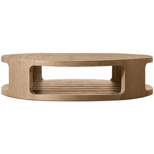 Muebles de sala de estar modernos, mesa de centro de madera redonda circular, mesa central con estante de almacenamiento - Product Image 2