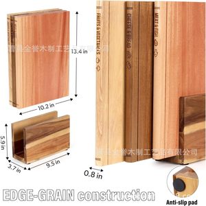 Juego de Tablas de Cortar de Madera Estilo Libro, 3 Piezas, Tabla de Cortar Rectangular para Separar Frutas, Verduras y Carne, Utensilio de Cocina - Product Image 4